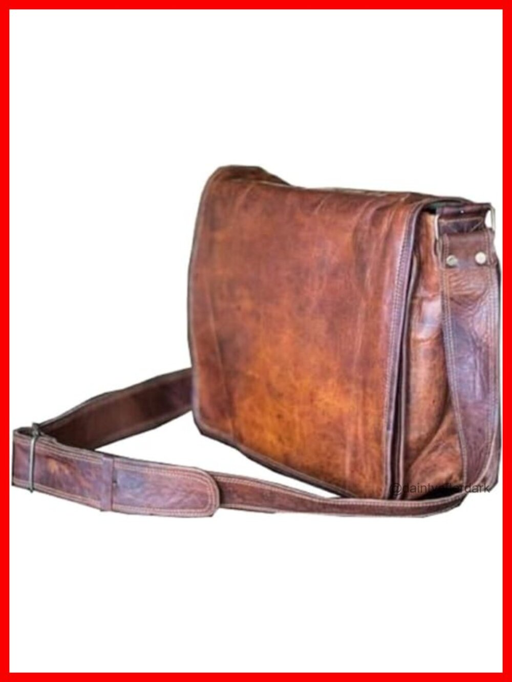 Genuine Goat Leather 18" Full Flap Messenger Bag with Padded Laptop Compartment
